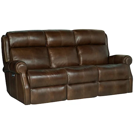 Leather Power Reclining Sofa with Power Tilt Headrests and USB Charging Ports